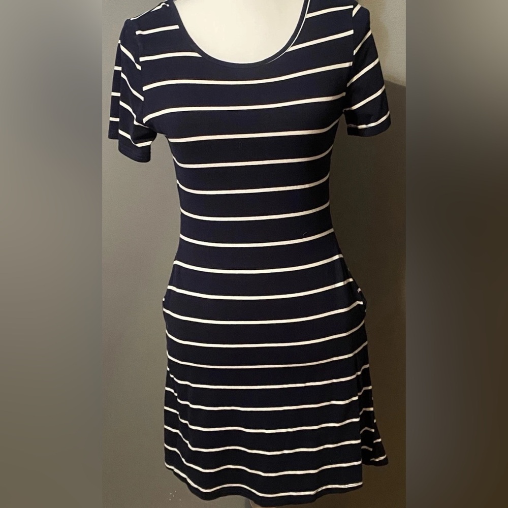 Navy and White Striped Mini Dress